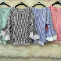MEI104 BAJU KAOS ATASAN WANITA BLOUSE KATUN SALUR IMPORT LENGAN LEBAR