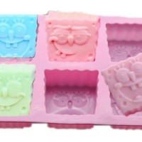 Jual Cetakan silikon coklat es puding silicone Sabun Sponge Bob 6 pcs Murah