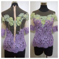 Baju Wisuda Wanita Kebaya Wisuda Olla Motif Bunga Lengan Pendek