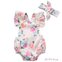 Jual Jumpsuit bayi import floral print #Putih Murah