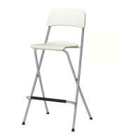 IKEA FRANKLIN Kursi bar putih 74 cm dengan sandaran, dapat dilipat
