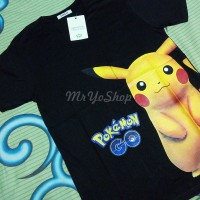 Jual Baju kaos pria lengan pendek Pokemon Go Pikachu Hitam - KPKCH Murah