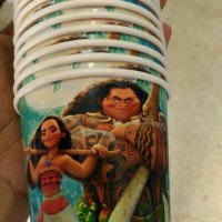 Jual gelas kertas moana + sedotan + hiasan / papercup moana isi 12pcs Murah