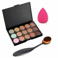 Jual 15 Colour Make up Contour Concealer Face Cream Palette Sponge Puff Murah