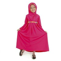 Jual BAJU MUSLIM GAMIS ANAK PEREMPUAN SIMPLE LUCU MURAH (JERSEY) - PINK Murah