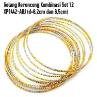 Jual XP1442-ABJ Gelang Keroncong Kombinasi Set 12 Perhiasan Lapis Emas Gold Murah
