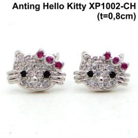 XP1002P-CH Anting Tusuk Hello Kitty Perhiasan Lapis Emas Putih