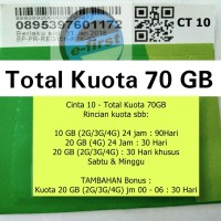 Jual kartu perdana internet three tri 3 cinta 10gb kuota data 70gb bkn aon Murah