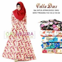 Vella Dress Maxi Gamis Katun Jepang Ori Naura couple bu Berkualitas
