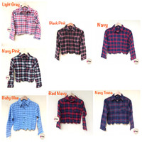 Jual Promo 460 Crop Top Flanel / Flanel Scallop / Flanel Murah Berkualitas Murah