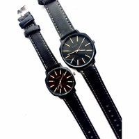Couple Jam Tangan Analog Nixon Warna Hitam list Putih/ Gaul/ Trendy