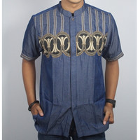 Promo Pakaian Muslim Pria Baju Koko Lengan Pendek Navy Design Stylist