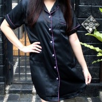 Jual XL Piyama daster satin hitam XL Murah