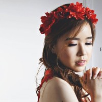 Jual Flower crown Mucha bunga vintage Merah Murah