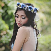 Jual Flower crown mawar biru Murah