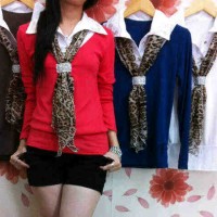 Jual Top with Leopard Scarf Murah