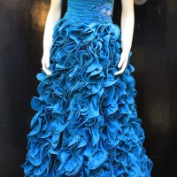 Long Dress Sifon Biru Baju Pesta Modern Sifon Long Dress Wanita Modern