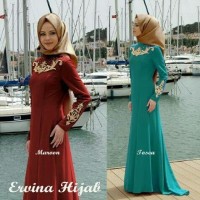 Jual Dress Muslim Elvina Embroidery Maxi Hijab Gamis Brokat Terbaru 2017 Murah