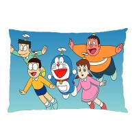 Sarung Bantal custom Doraemon #2 45x65 cm gambar 2 sisi