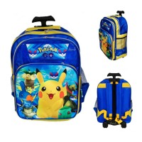 Jual Tas sekolah troli anak SD trolley roda dorong ransel Pokemon Go Murah