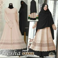 Aiesha Brown Syari Gamis Set Bergo Maxmara Spandek