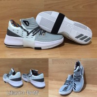 SEPATU BASKET ADIDAS LILLARD 3 BHM / NBA ABU KRIM PUTIH HITAM BARU