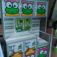 Rak Piring MC Gambar Motif Keropi/Doraemon/Hello Kitty 3 Pintu