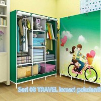 Jual Lemari Pakaian LEBIH BESAR ADA 3 SEKAT Rak Baju Cloth Rack With Cover Murah