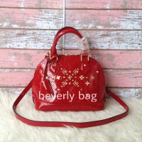 Jual jual tas bag LV Alma Flower LEATHER MIRROR - red Murah