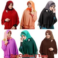Jual Jilbab Khimar Pet Chiffon 2Tone Murah