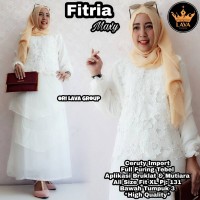 Dress Putih Bahan Ceruty Motif Brokat Maxi Long Dress FITRIA MAXI