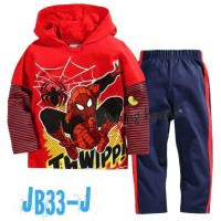 Jual stelan baju anak laki-laki spiderman jumping beans import Murah