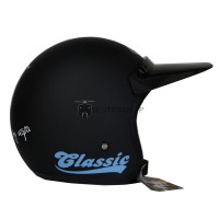 Helm Bogo JPN Vespa Classic Biru Dasaran Hitam Doff + Pet Panjang