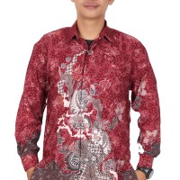 Jual Kemeja batik pria lengan panjang semi sutra furing KPJ200 Murah