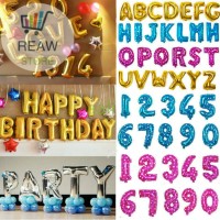 Jual Grosir Balon Foil Huruf dan Angka (Gold, Silver, Pink, Biru) Murah