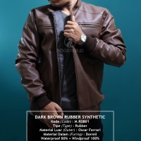 Jual Jaket Kulit Sintetis Warna Dark Brown/Coklat Tua Rubber Murah