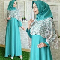 NEW OLIVIA TOSCA GREEN REAL PIC SET HIJAB GAMIS MAXI PESTA BRUKAT