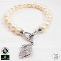 Jual Gelang Mutiara Air Tawar Asli Alluring Charm Bayleaf White / Kado Murah