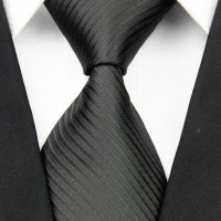 Jual Dasi Panjang Pria Motif Salur Hitam / Black - Lebar 3 inch ( 7 - 8cm) Murah