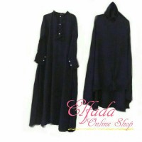 Jual Gamis Syar'i Wolly Crepe Black + Khimar / Bergo Syar'i Murah