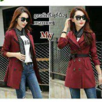Jual atasan wanita graficah blazer fleece fit to l Murah