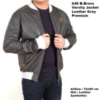 JAKET GROSIR MURAH KULIT VARSITY KULIT PRIA ABU - ABU BROTHERBROSS