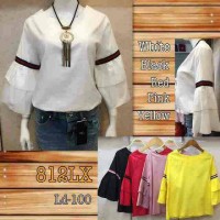 MEI100 BAJU CASUAL ATASAN WANITA BLOUSE KATUN IMPORT LENGAN LEBAR