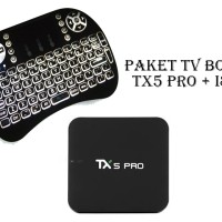 Jual Android TV Box Paket TX5 Pro 2Gb/16Gb With Mouse Keyboard I8 Backlit Murah
