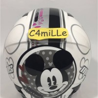 HELM MDS R3 CARTOON MICKEY CLASSIC LOVE 01 WHITE SILVER HALF FACE DEWA