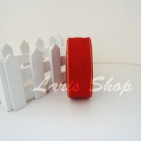 Jual Pita Organdi Lis Emas 1 inch (2,5 cm) Merah Murah