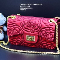 Tas Jelly Matte Ukir 88798 Semi Ori Maroon