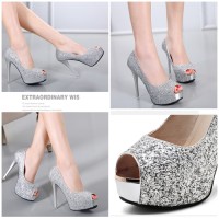 Jual sepatu highheels pesta 24002 pump Shoes glitter Import Murah Fashion Murah