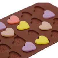 Jual Cetakan silikon coklat es puding silicone karakter hati 24 pcs Murah