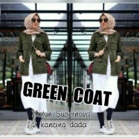 Jual Murah Terbaru Atasan Blouse Tunik Wanita Baju Muslim Green Coat Murah